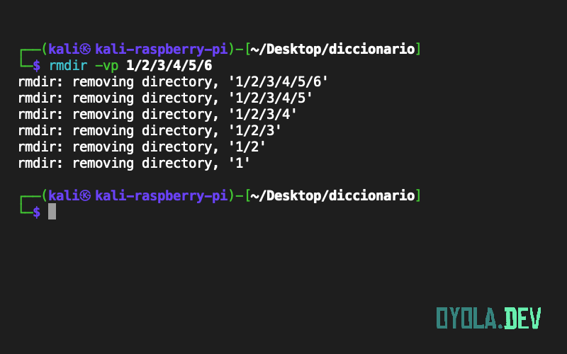 Eliminando directorios de forma recursiva con rmdir vp de Bash